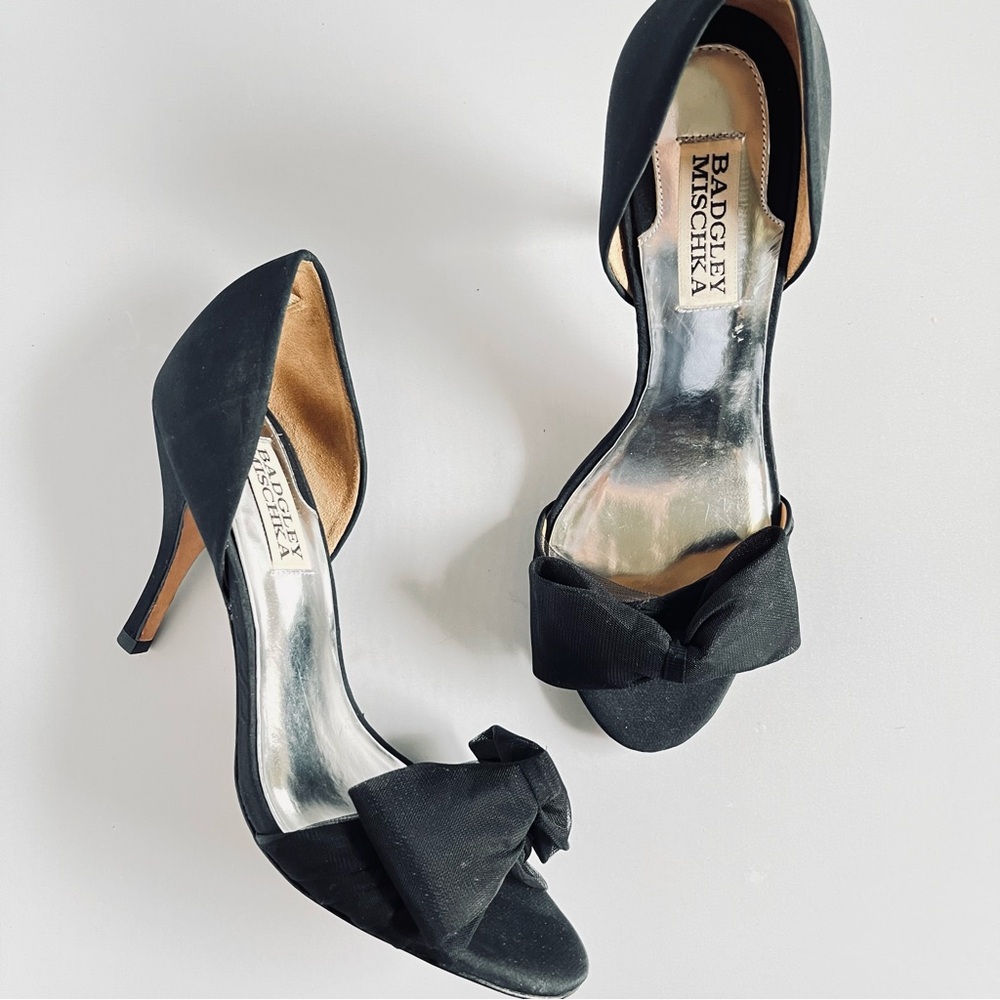 Badgley Mischka Black Bow Stiletto Heels